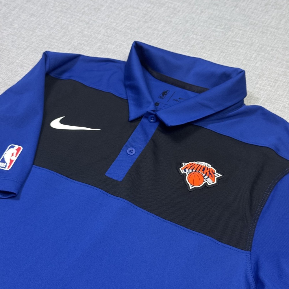 Nike New York Knicks Polo Shirt Mens Small Blue NBA Basketball Dri-FIT Polo